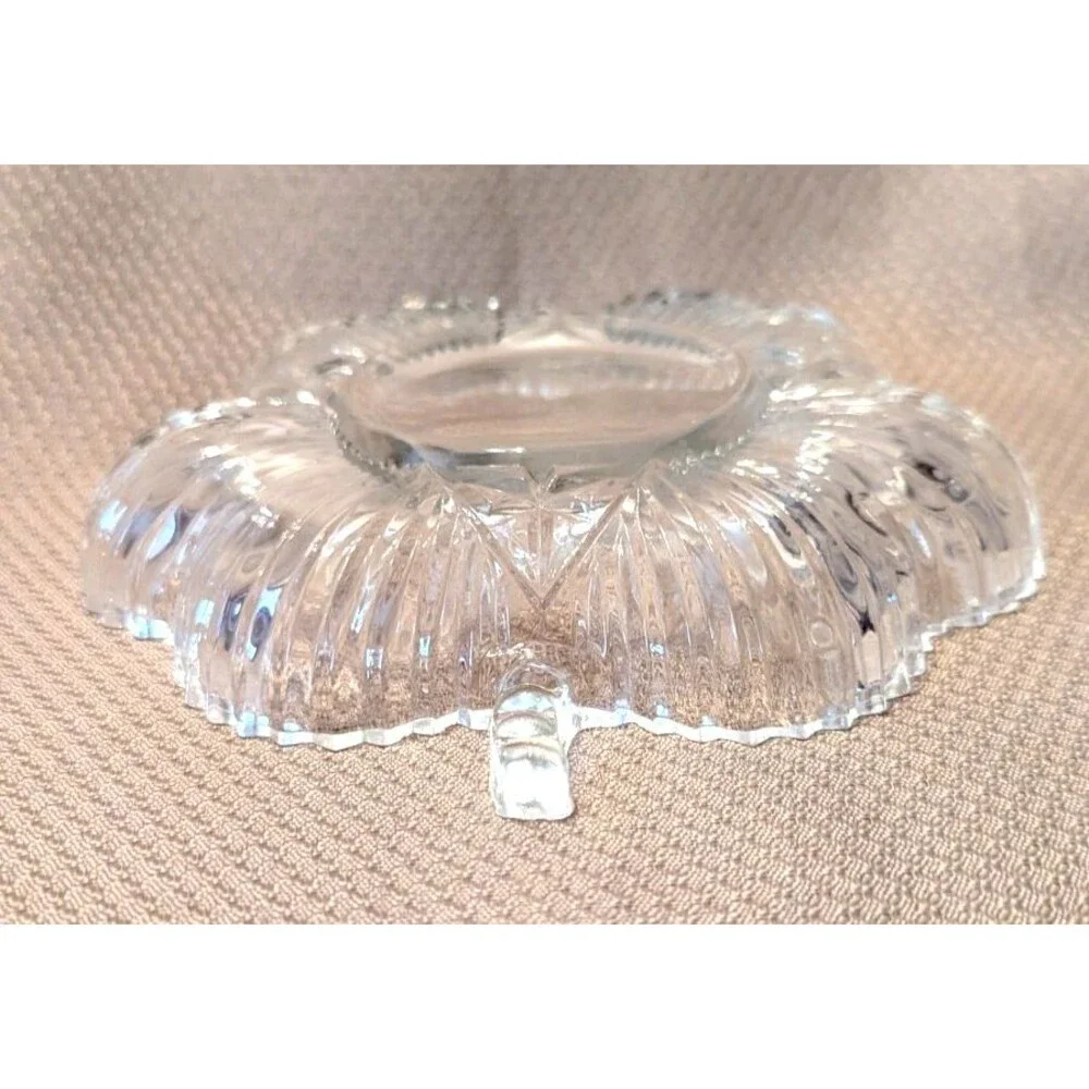 Vintage 50s Federal Glass Shamrock Clover Leaf Candy Dish 6-in St. Patrick's Day